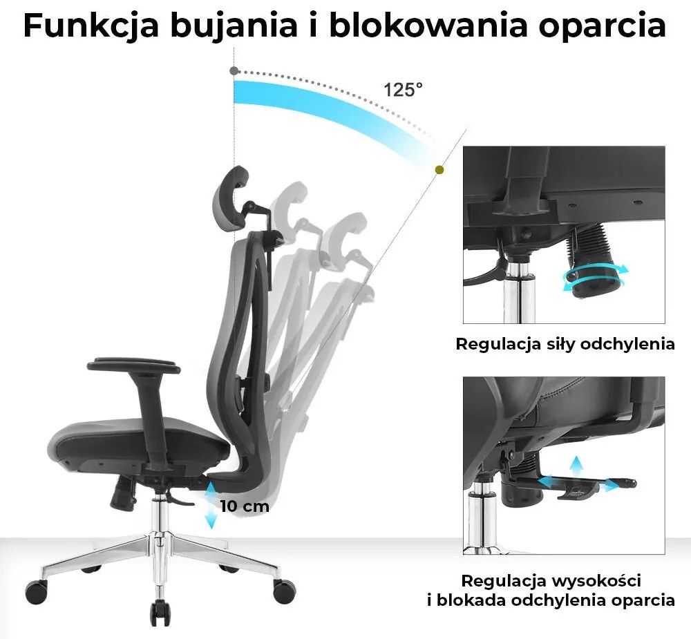 Ergonomiczny fotel biurowy Gelato z ekoskóry, zgodny z normą BHP