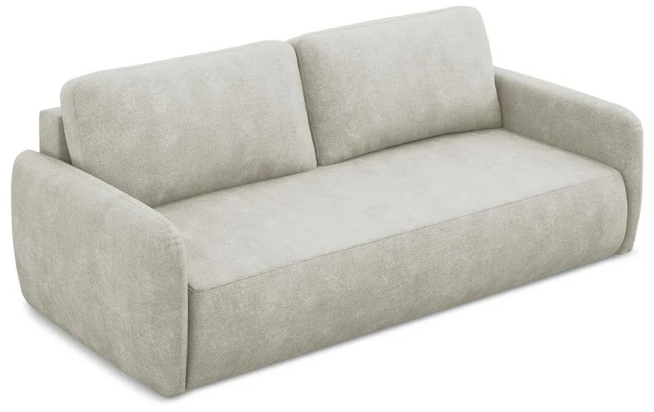 Kremowa rozkładana sofa z tkaniny szenilowej ze schowkiem 218 cm Lilo – Makamii