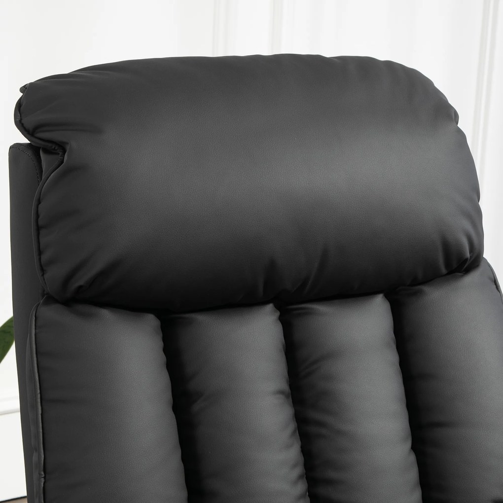 HOMCOM Elektryczny fotel do wstawania, z funkcją leżenia, skóra ekologiczna, 80 x 94 x 104 cm, Czarny | Aosom PL