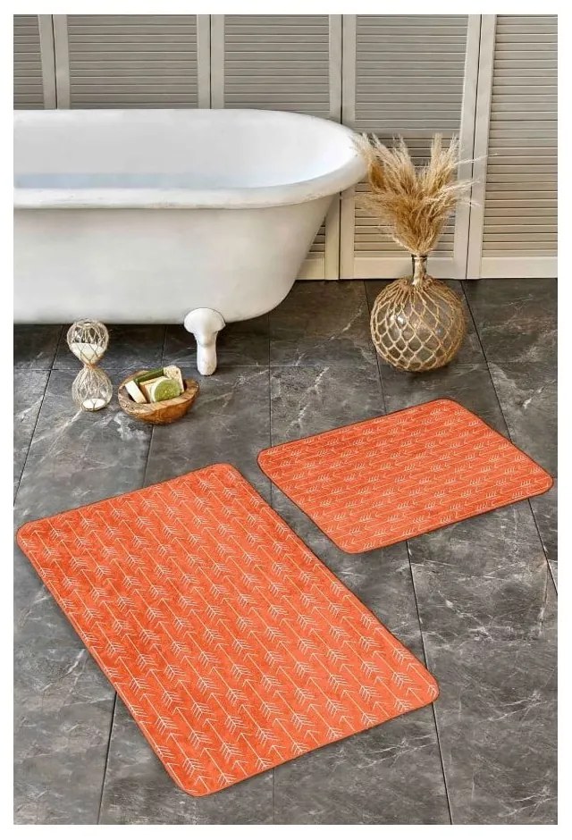 Aksamitne dywaniki łazienkowe w kolorze terakoty zestaw 2 szt. 60x100 cm – Mila Home