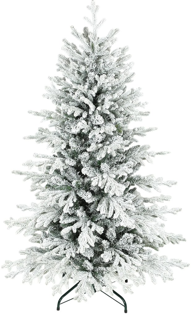 HOMCOM Sztuczna choinka, 150 cm, ze śniegiem, 1162 gałązek, ze składanym metalowym stojakiem | Aosom PL