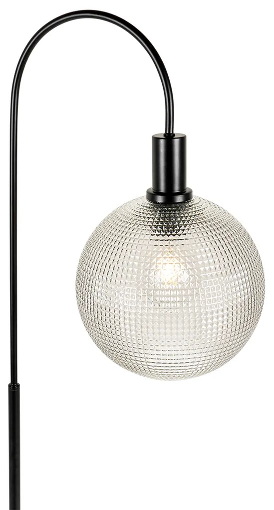 Designerska lampa podłogowa czarna z dymionym szkłem - Chico