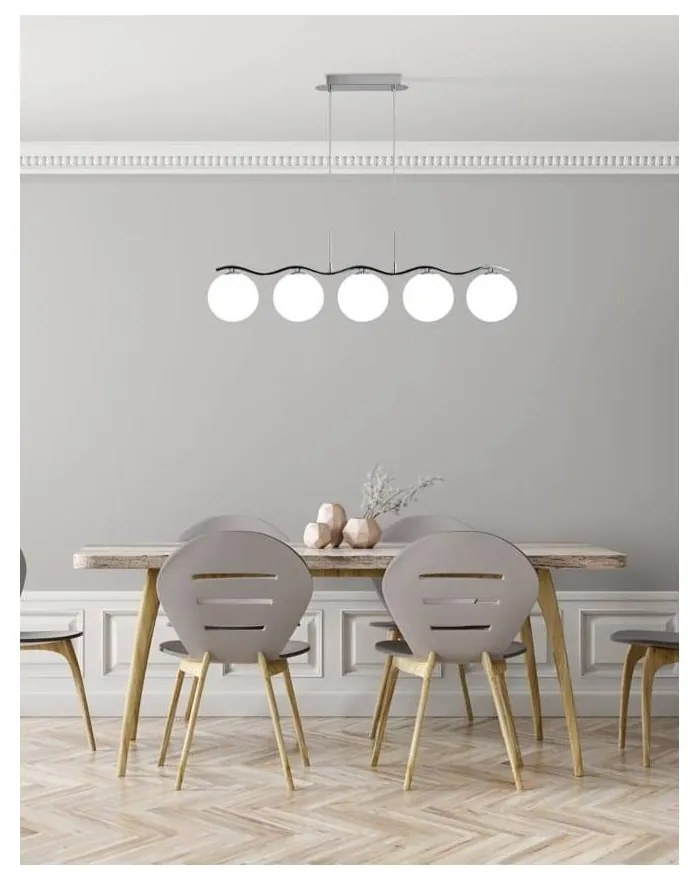 Lampa wisząca w kolorze srebra ze szklanym kloszem 12x86 cm Ramon – Candellux Lighting