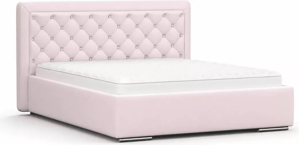 Łóżko ze stelażem Usilia 160x200 - dwuosobowe łoże tapicerowane w stylu chesterfield z pikowanym zagłówkiem w tkaninie do wyboru