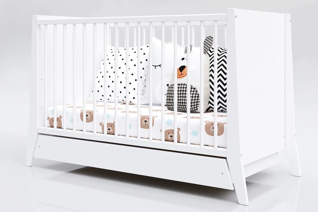 Łóżeczko Cosmo białe 120/60 z szufladą