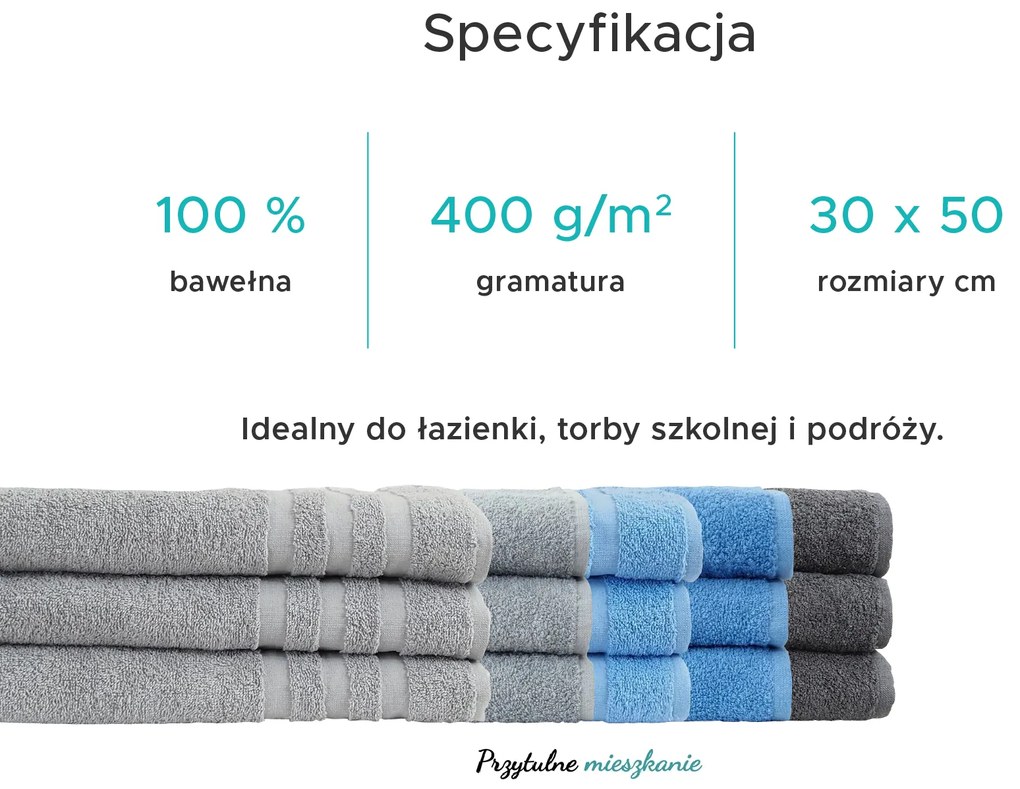 Dziecięcy ręcznik LINEA 30x50 cm szary, 100% bawełna