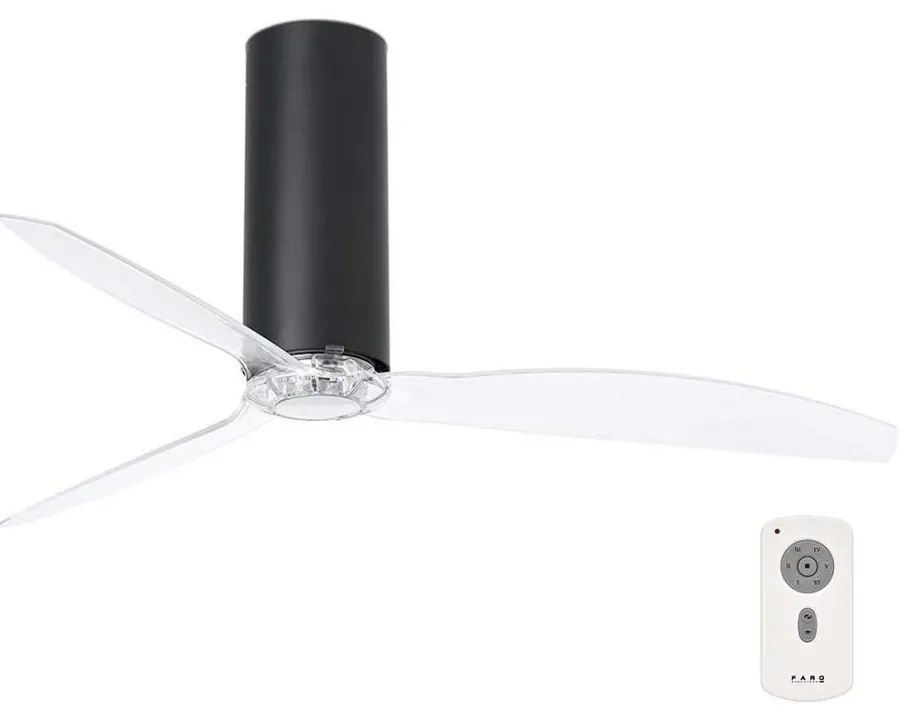 FARO 32036- Wentylator sufitowy TUBE FAN czarny/przezroczysty pr. 128 cm + DO
