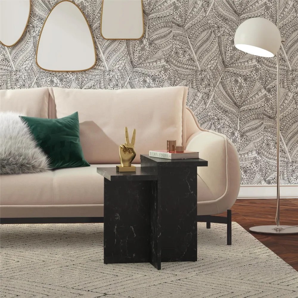 Czarny stolik w dekorze marmuru 56x56 cm Brielle – CosmoLiving by Cosmopolitan