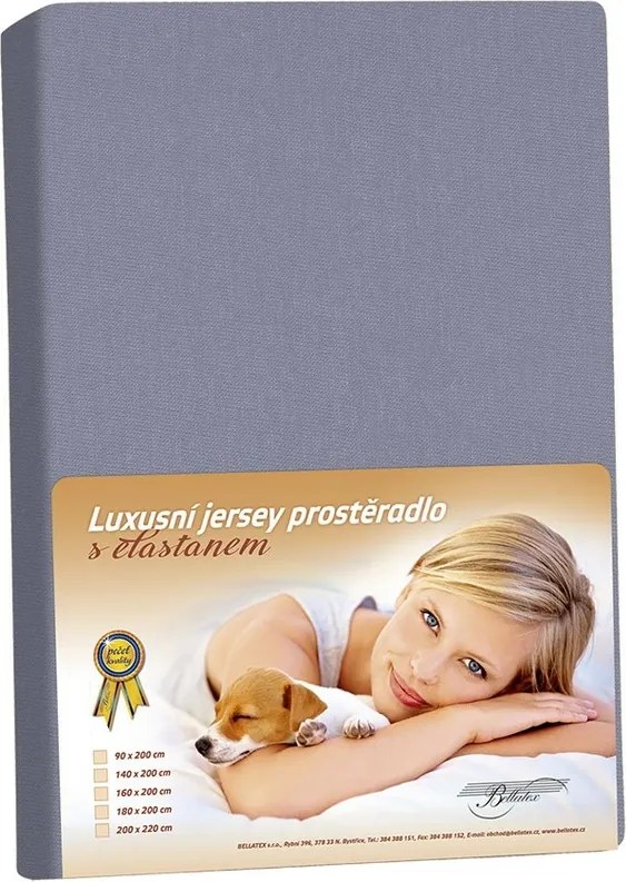 Bellatex prześcieradło z elastanem, ciemnoszary, 180 x 200 cm