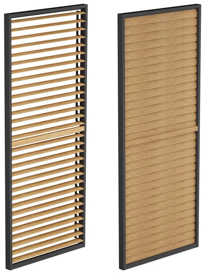 PANEL ŻALUZJOWY BOCZNY RUCHOMY ZE ŚRODKOWĄ BELKĄ 123X218 CM DO PERGOLI 4M KOLOR DREWNA