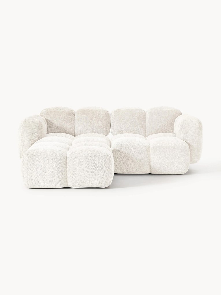 Sofa modułowa Teddy-Bouclé z pufem Tayla (3-osobowa)