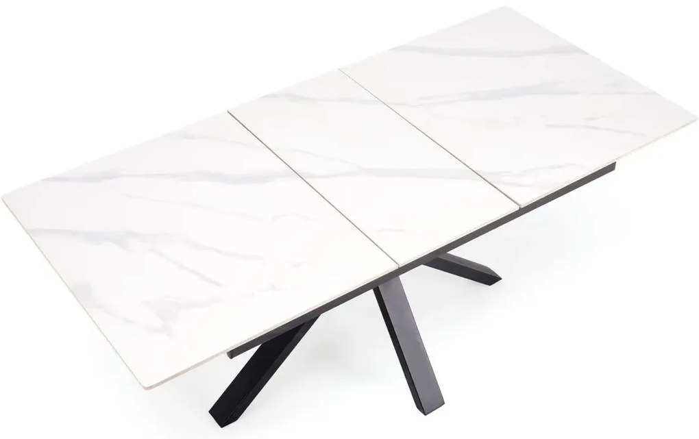 Stół rozkładany PLATAN 140(180)x85 biały marmur/czarny HALMAR