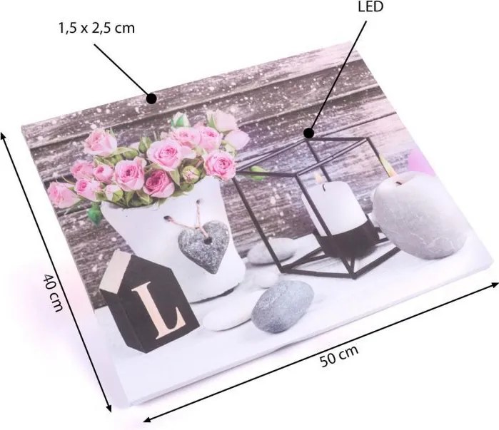 Obraz na ścianę Love - 2 diody LED, 40 x 50 cm