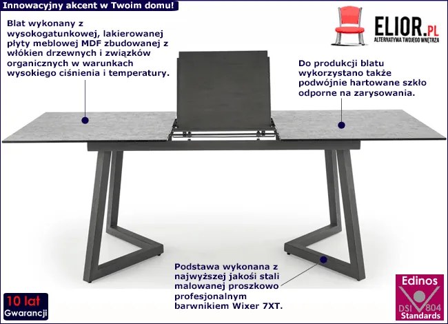 Prostokątny rozkładany stół z 4 krzesłami - Brad