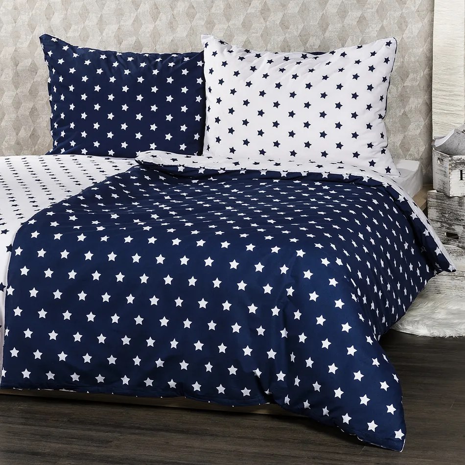 4Home pościel bawełniana Stars Navy blue, 160 x 200 cm, 70 x 80 cm