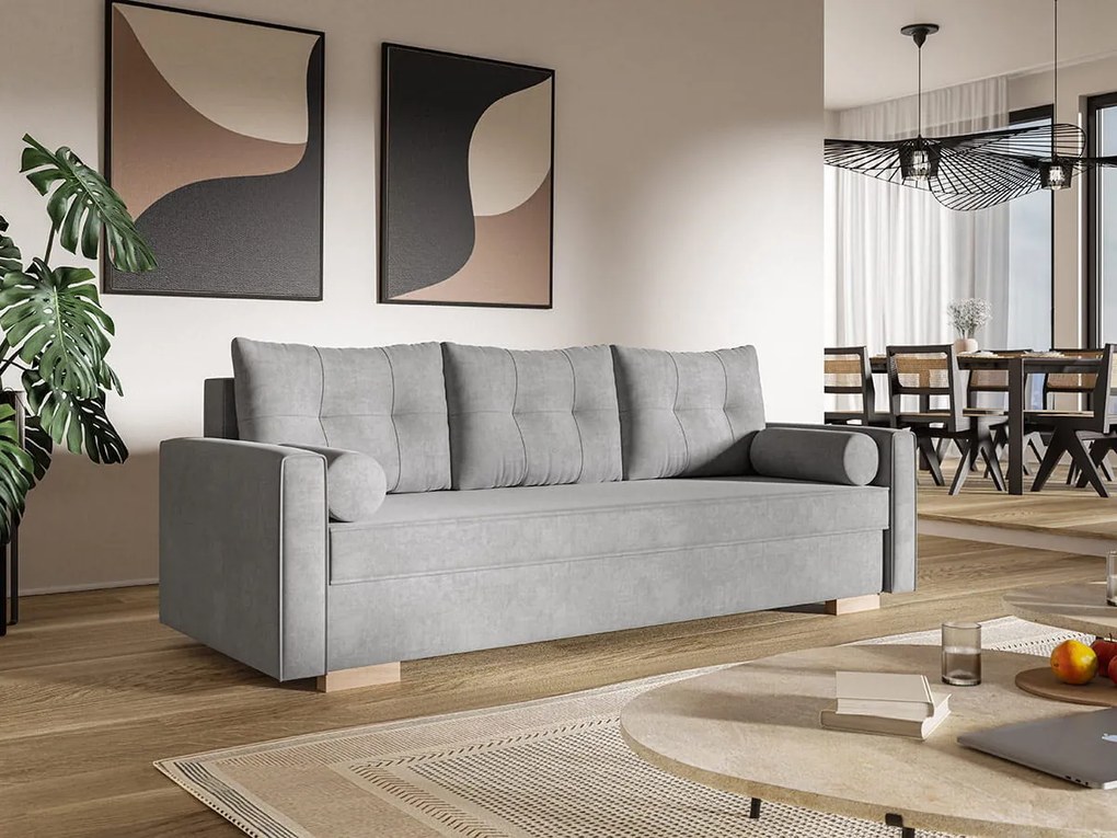 Sofa z funkcją spania COMFORT II TRIO 3 osobowa szara nowoczesna kanapa