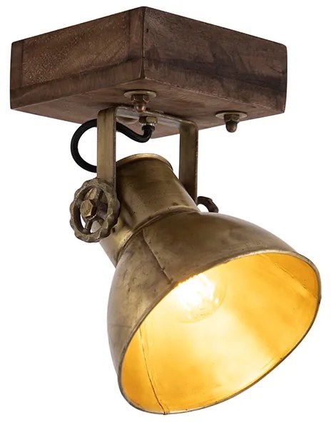 Industrialny reflektor sufitowy brązowy z drewnem 18 cm - MangoesPrzemysłowy Oswietlenie wewnetrzne