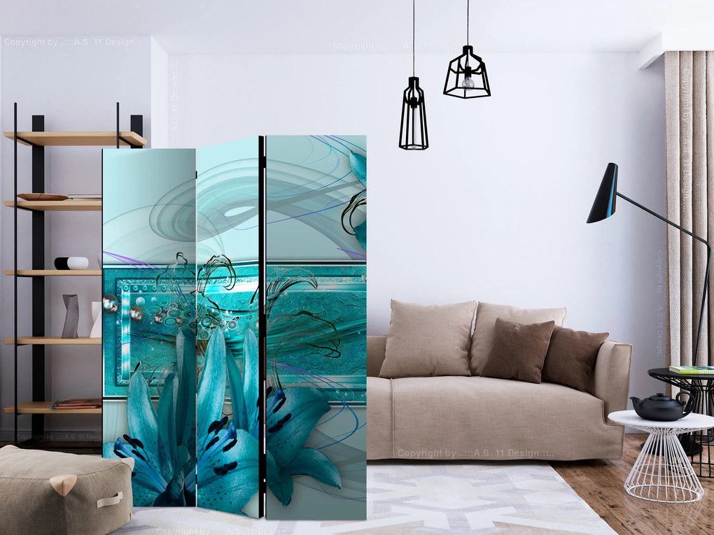 Parawan dwustronny Kwiaty 135x172 cm 3-częściowy biały ARTGEIST B