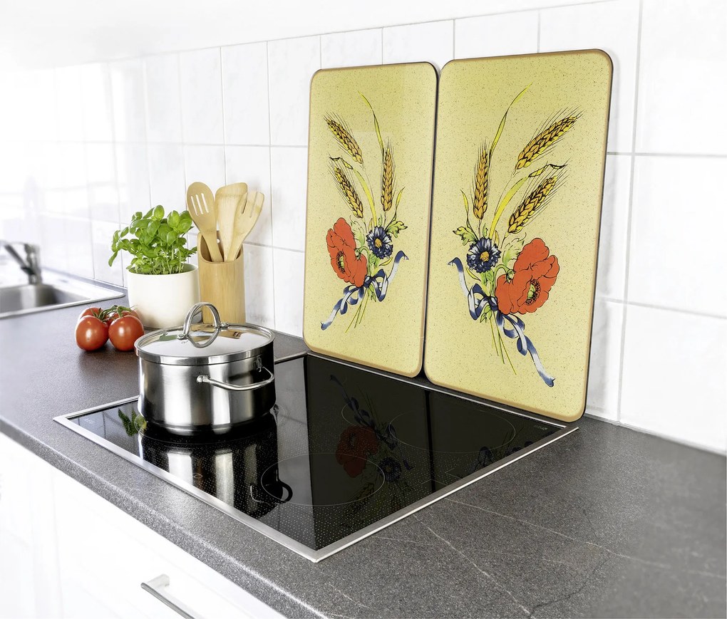 Płyty ochronne na kuchenkę FLOWERS, 2 sztuki, szklane