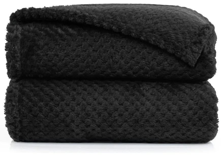 Czarny koc z mikrowłókna DecoKing Henry, 170x210 cm