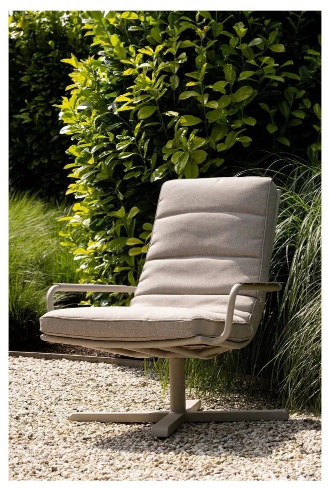 Szarobeżowy metalowy/tapicerowany fotel ogrodowy Coosa – WOOOD