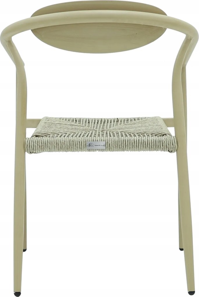 Krzesło Ogrodowe Beżowe 56x61x74,5 cm Plecione Naturalne Sznurki Nowoczesne