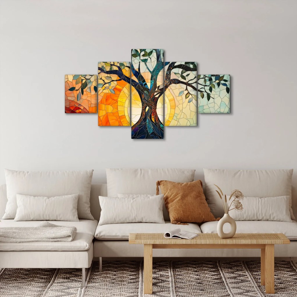 Obraz – Mozaika – słońce i drzewo I. (125x70 cm)