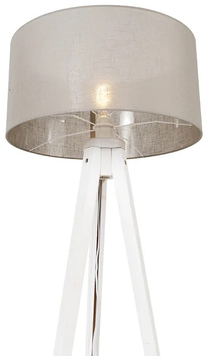 Nowoczesna lampa podłogowa trójnóg biała z abażurem w kolorze taupe 50 cm - Tripod Classic Nowoczesny Oswietlenie wewnetrzne