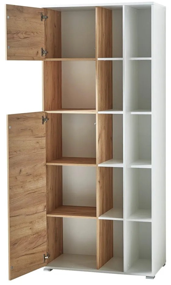 Biały regał w dekorze dębu 85x197 cm Lioni – Germania