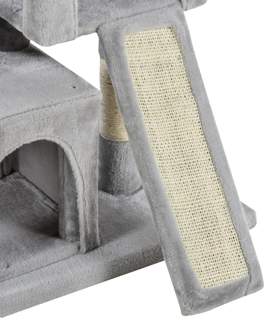 PawHut Drapak dla kota z sizalowymi słupkami Jasnoszary Stabilne drzewko do zabawy i wypoczynku | Aosom PL