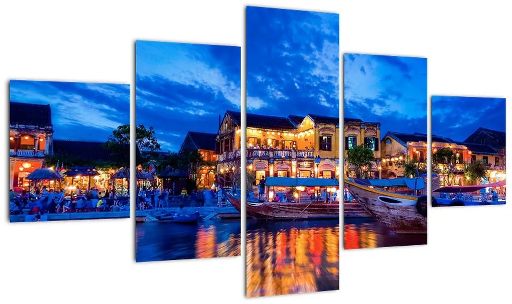 Obraz nocnego miasta Hoi An w Wietnamie (125x70 cm)