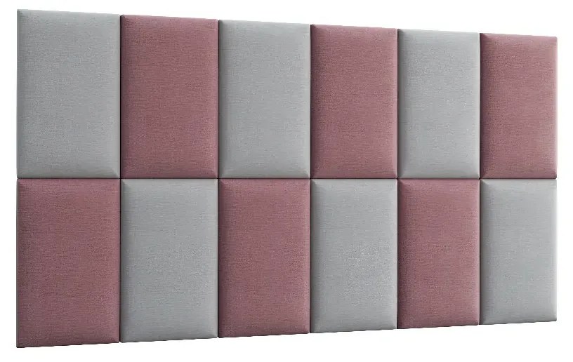 Zestaw 12 paneli tapicerowanych QUADRATTA 180x100 różowy/jasnoszary ELTAP