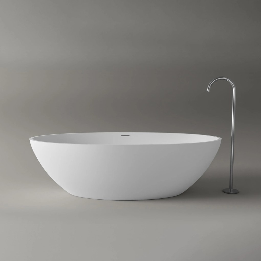 Wolnostojąca wanna z odlewu mineralnego RIO STONEBiała - 180 x 85 x 52 cm - dostępna w wersji matowej lub na wysoki połysk