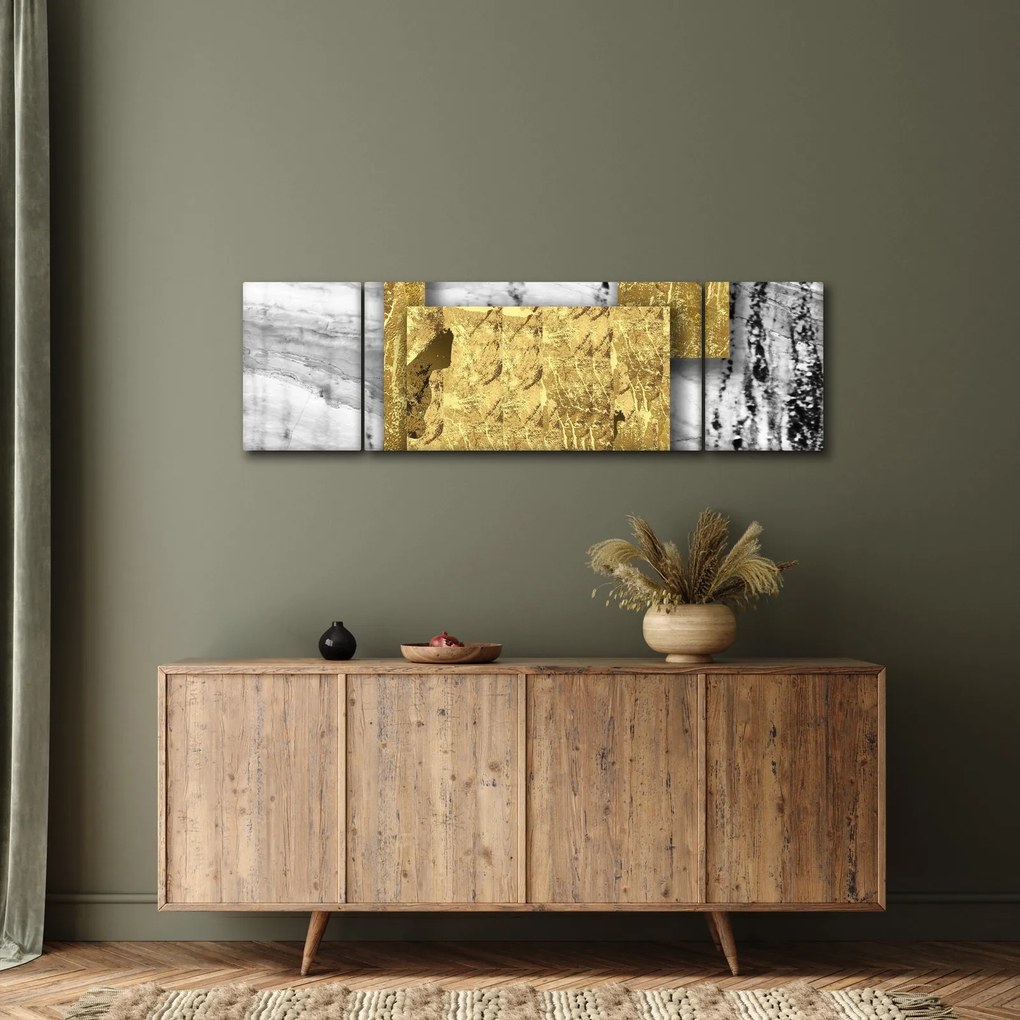 Obraz - Złote kwadraty N⁰1 (170x50 cm)