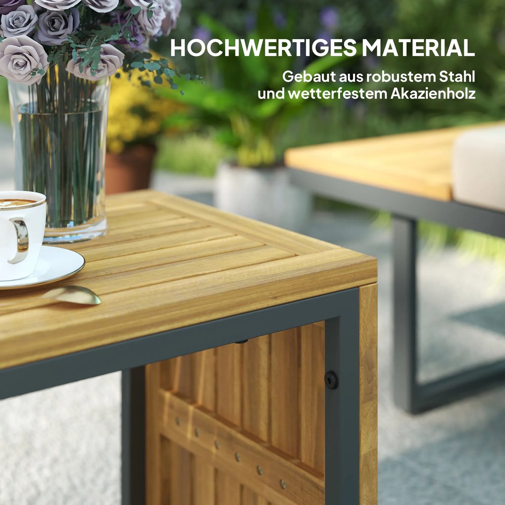 Outsunny Zestaw Mebli na Zewnątrz, Rozszerzalny do 6 Miejsc, Kątowa Sofa z Stolikami, Stelaż ze Stali, Regulowane Oparka, Szary