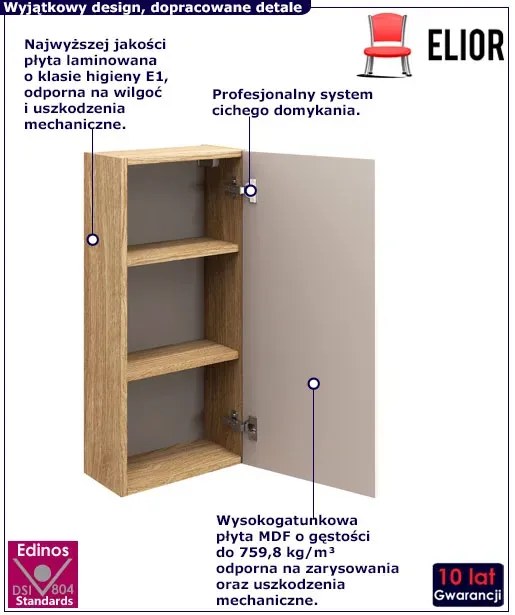 Beżowa wisząca szafka do łazienki - Eret 9X