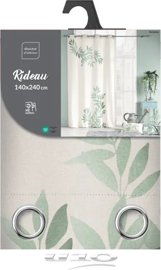 Zasłona z drukowanym motywem liści, NYMPA, 140 x 260 cm