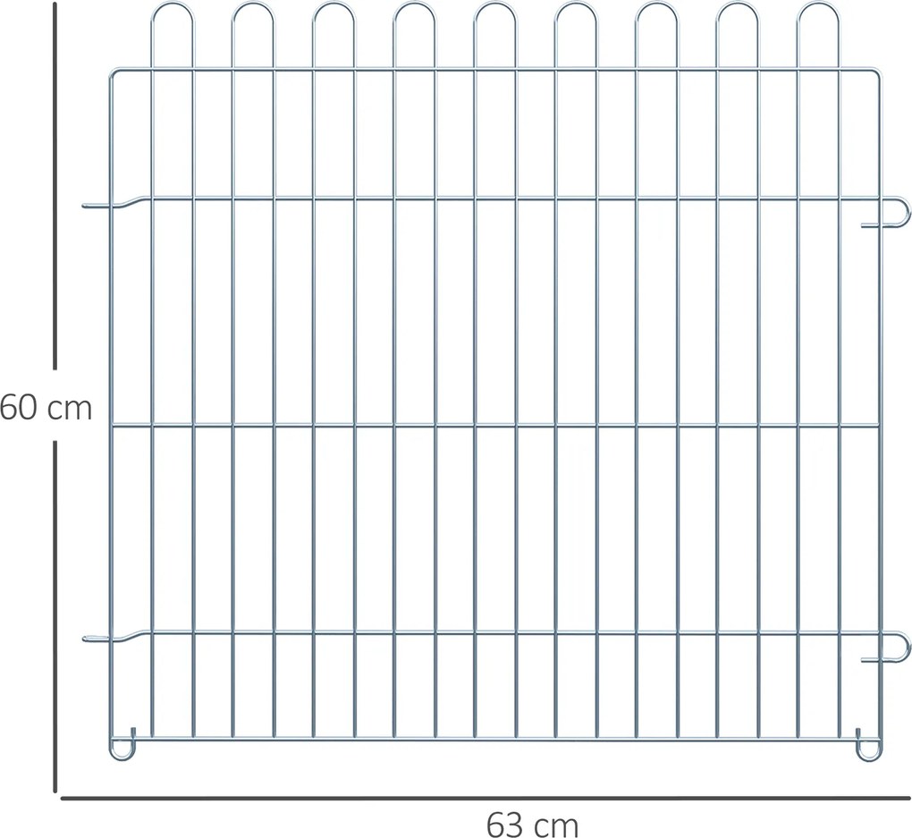 PawHut Płotek Kojec dla Szczeniąt 8 Części 63x60cm Srebrny | Aosom PL