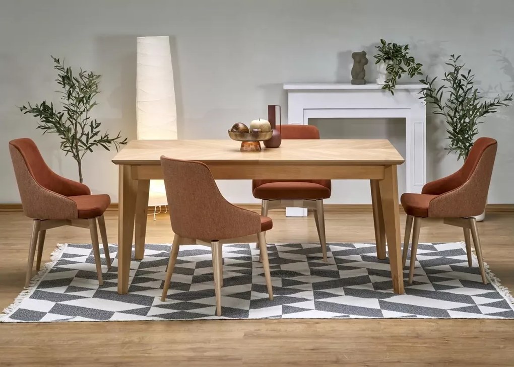 Stół rozkładany Tommy 160–240 cm dąb naturalny / czarny – MDF + drewno bukowe, styl skandynawski klasyczny