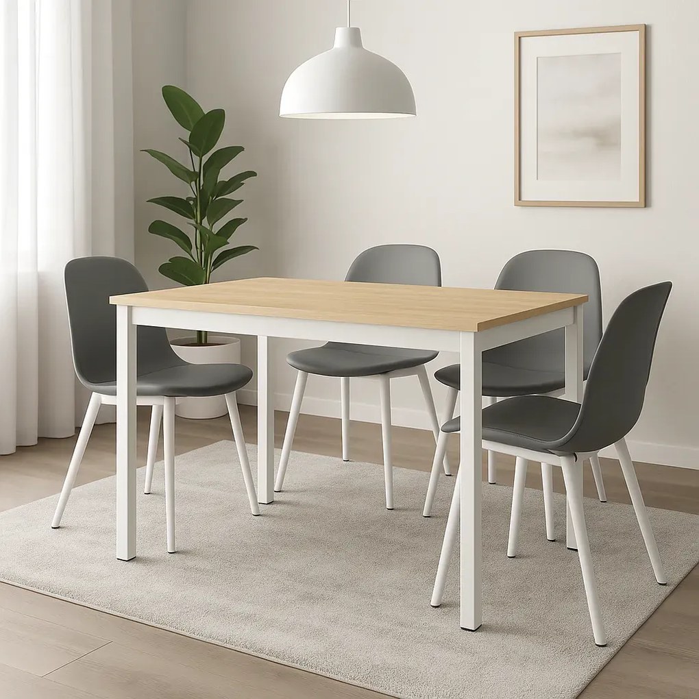 Prostokątny stół nowoczesny na metalowych nogach dąb + biały H7-E21