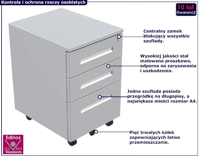 Szary zamykany kontenerek na kółkach - Cebo 4X