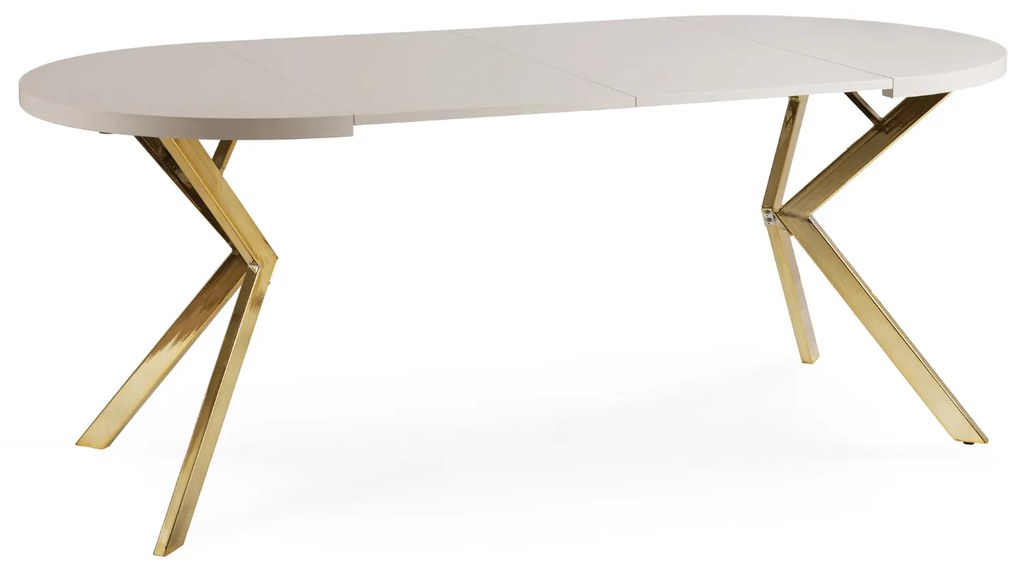 Stół Okrągły Rozkładany LUGO 90-190 cm Kaszmir/Złoty Glamour