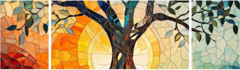 Obraz – Mozaika – słońce i drzewo I. (170x50 cm)