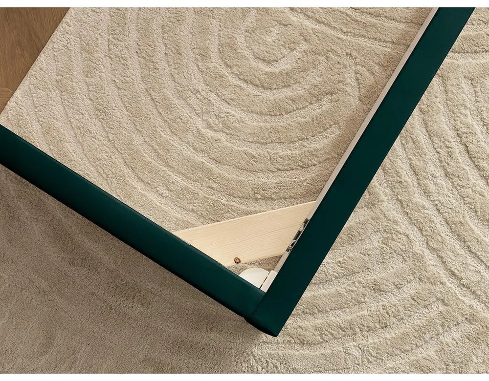Zielone tapicerowane łóżko dwuosobowe ze schowkiem i stelażem 160x200 cm Badja – Bobochic Paris