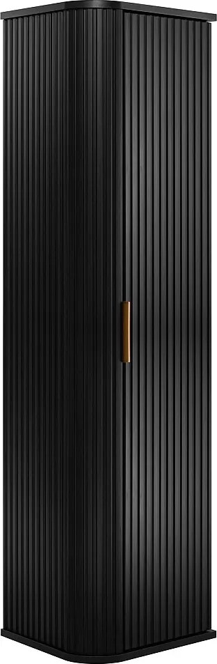 Szafka łazienkowa, czarna, uchwyt złoty, 35,5 x 139 x 31,5 cm