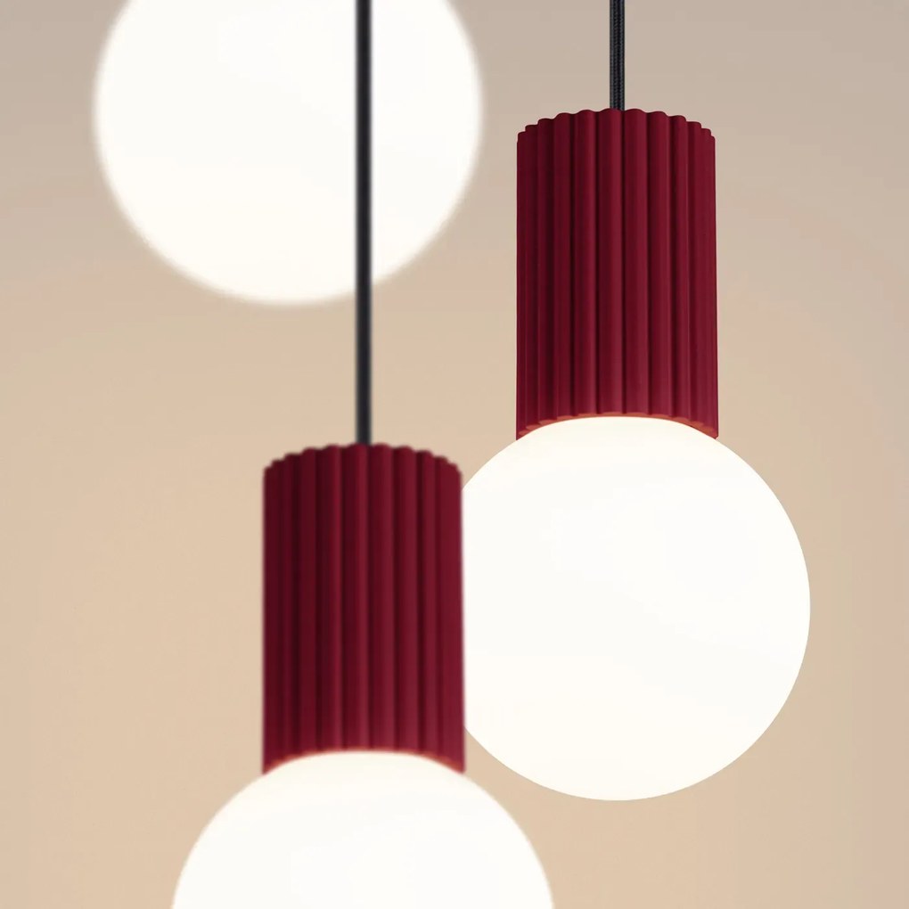 Lampa wisząca HALO 3P burgund ryflowana SOLLUX  LIGHTING