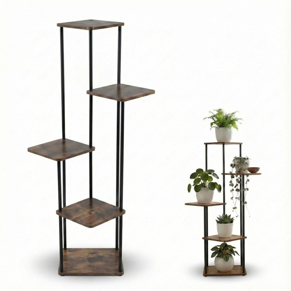 Kwietnik stojący wysoki na 5 kwiatów RIMOZA, 30 x 30 x 106 cm