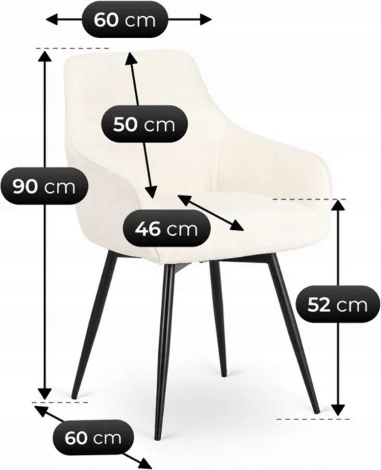 Krzesło Tapicerowane Obrotowe do Salonu LARISA Kremowe Nowoczesne