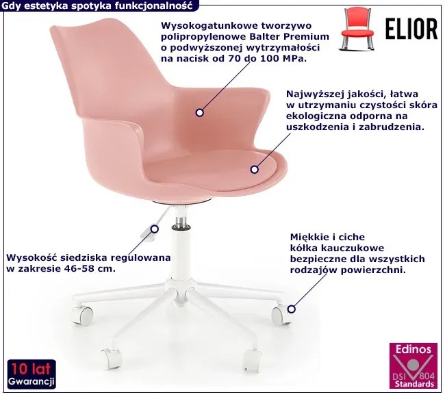 Różowy młodzieżowy fotel obrotowy W3-A66