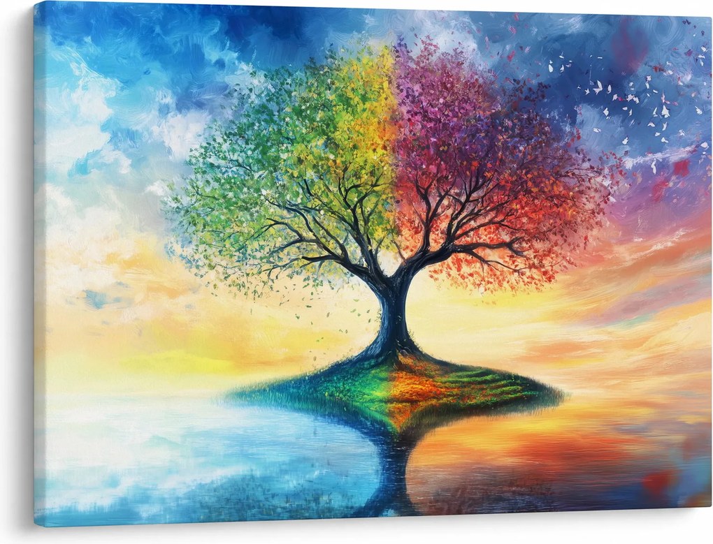 Obraz – Malowane drzewo czterech pór roku (70x50 cm)